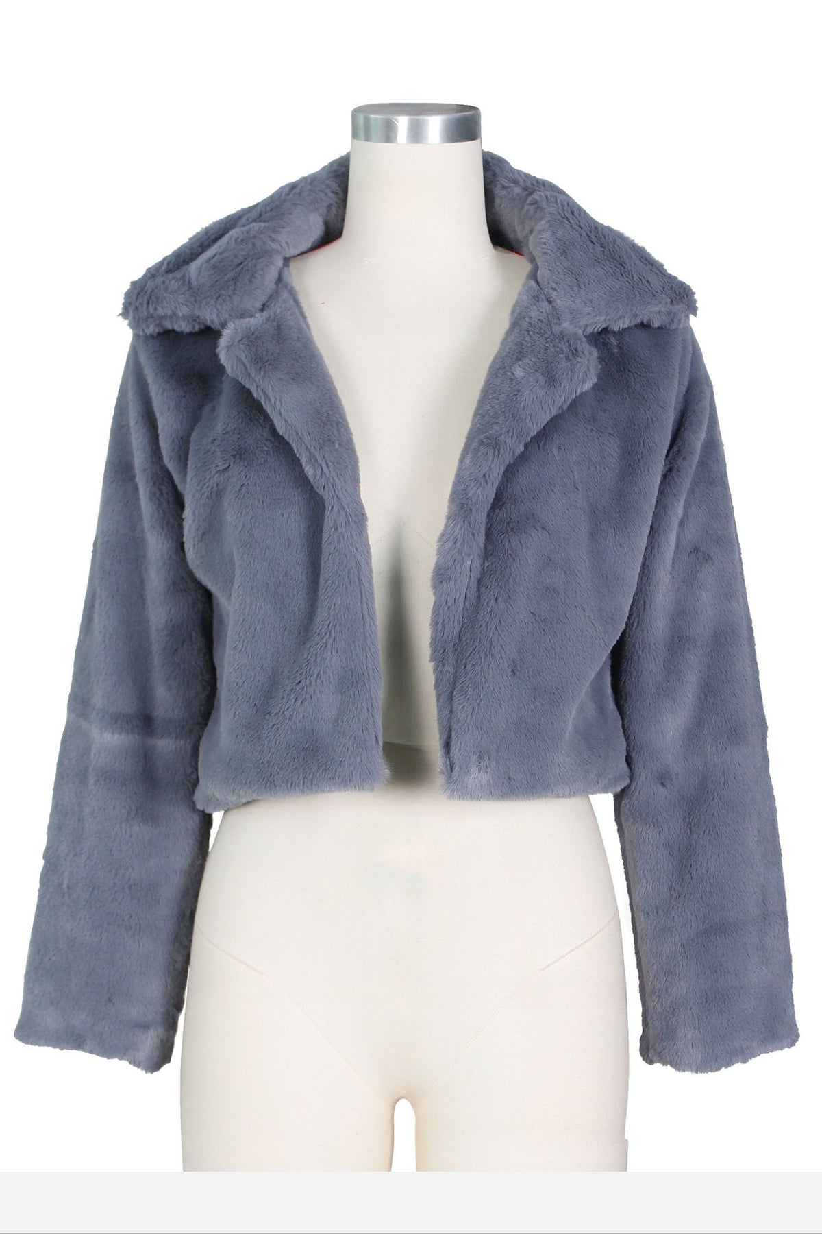Faux Leather Lapel Short Jacket