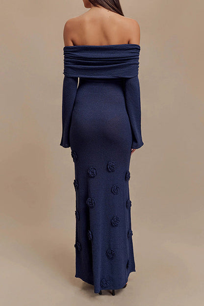 Off Shoulder Knit Maxi Dress