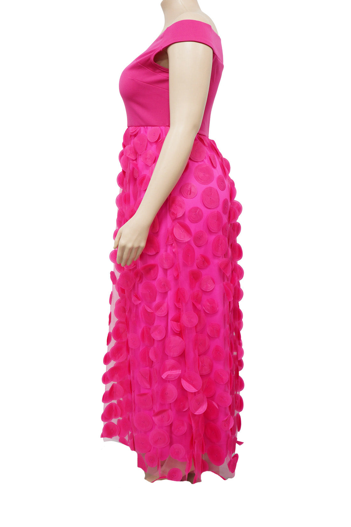 Plus Size Off Shoulder 3D Floral Maxi Dress