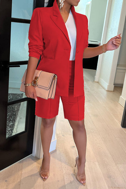 Casual Blazer and Shorts Set