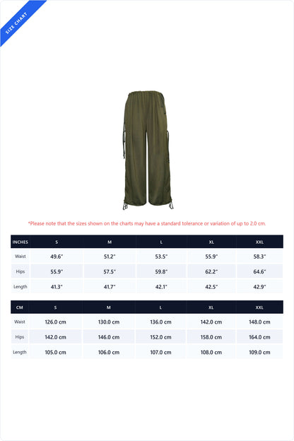 Adjustable Drawstring Baggy Parachute Pants