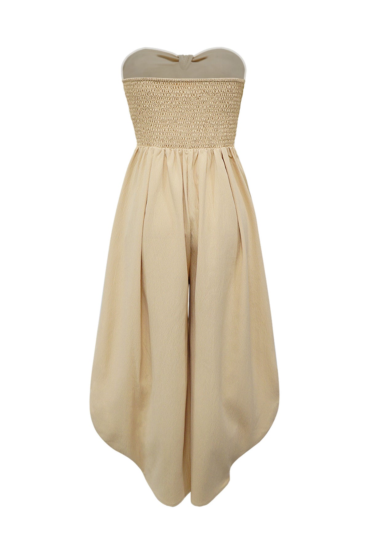 Strapless Tie-Front Wide Leg Jumpsuit
