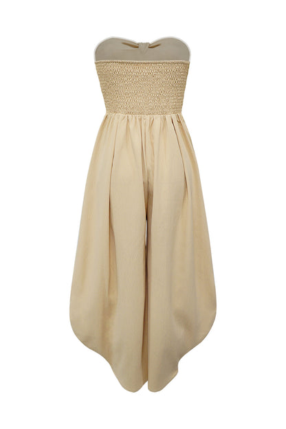 Strapless Tie-Front Wide Leg Jumpsuit