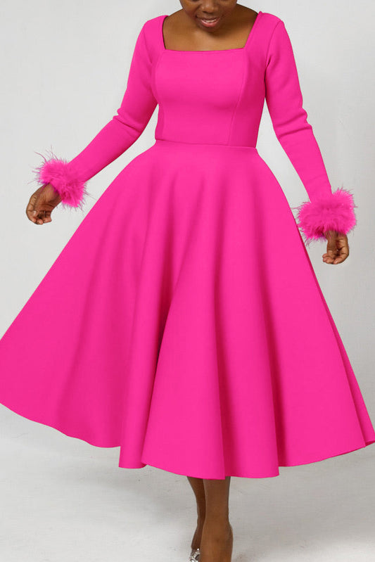 Long Sleeve Square Neck Maxi Dresses