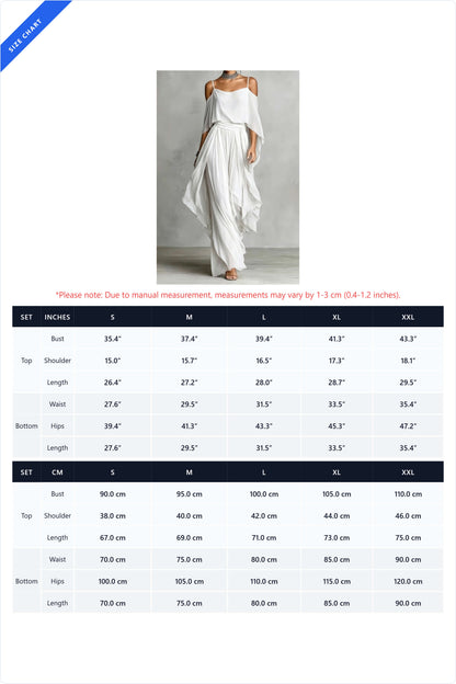 Draped Cold Shoulder Palazzo Pant Set