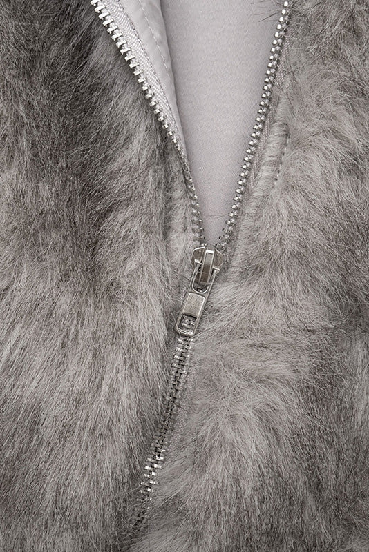High Neck Fuzzy Zip Vest Top