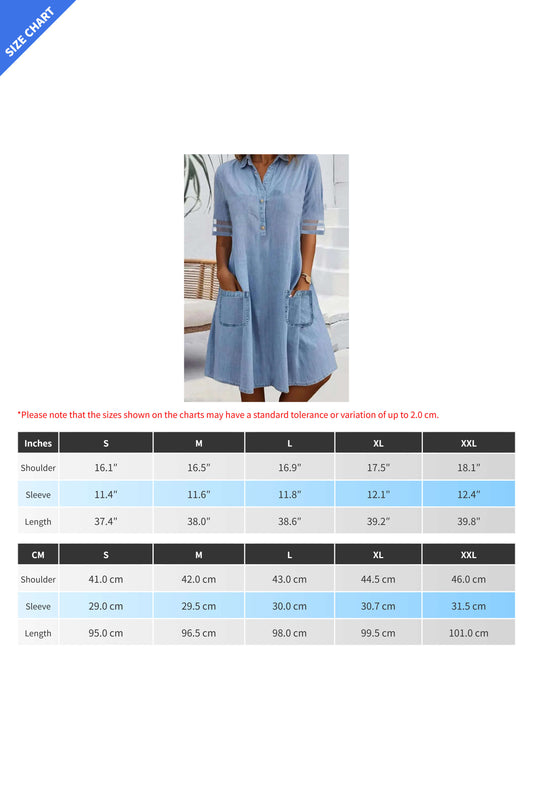 Mesh-Panel Denim Short-Sleeve Maxi Dress