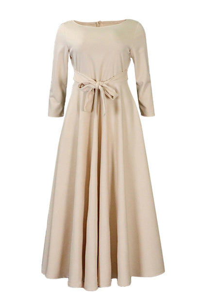 Elegant Tie-Waist A-Line Maxi Dress