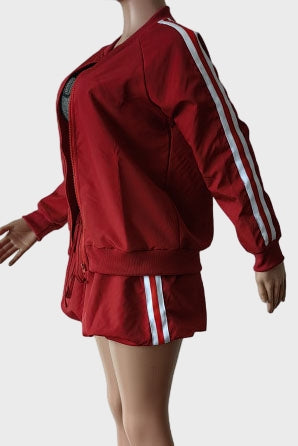 Side Stripe Jacket Bubble Skirt Set