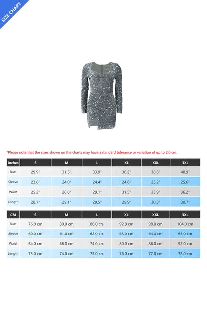 Sequin Slit Mini Bodycon Dress