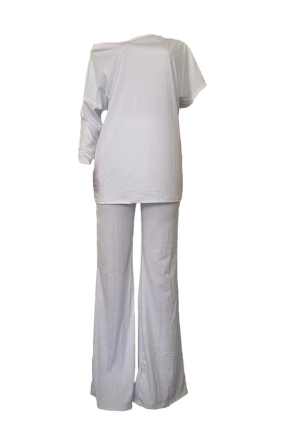 Asymmetrical Top & Wide Leg Pants Set