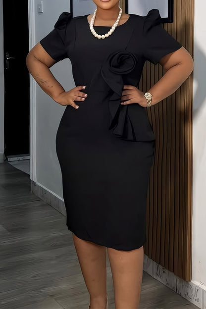 Ruffled Short Sleeve Midi Dress