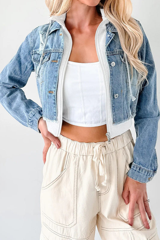Cropped Layered Denim Jacket