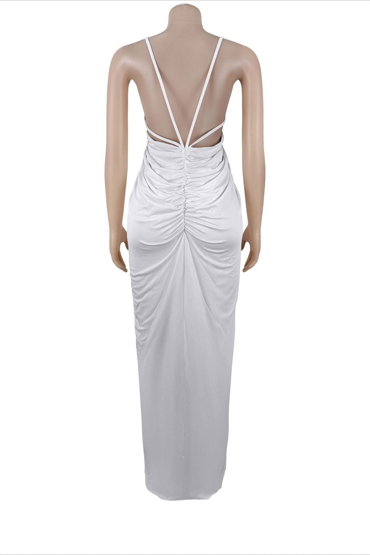 Draped V-Neck Cutout Slit Maxi Dress