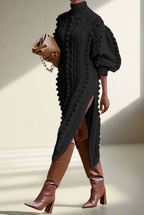 Midi Length Knitted Sweater Dress