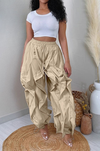 Patchwork Cargo Lantern Jogger Pants
