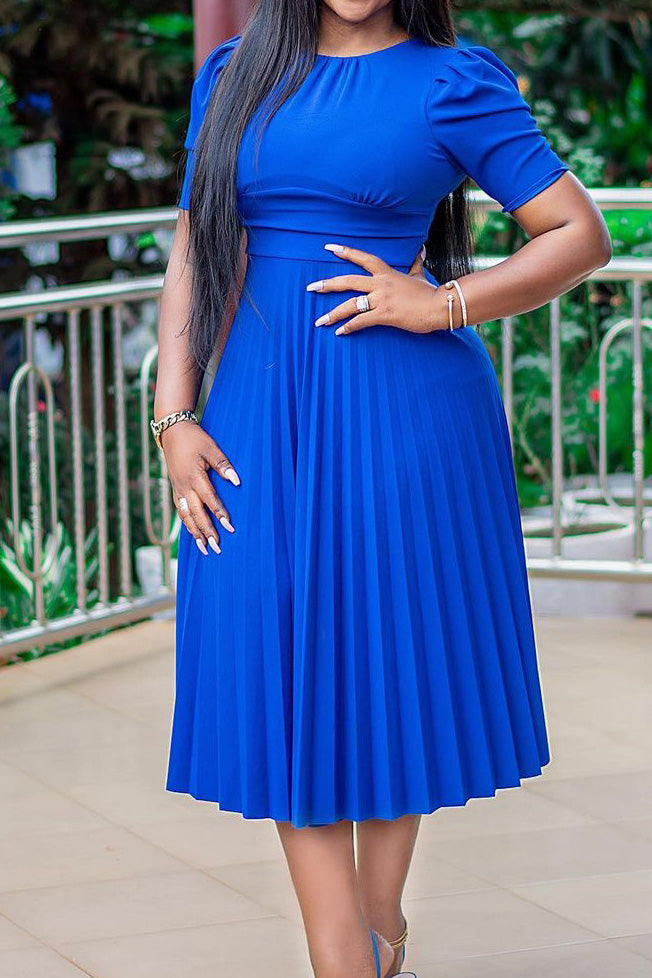 High Waist Pleated Dress