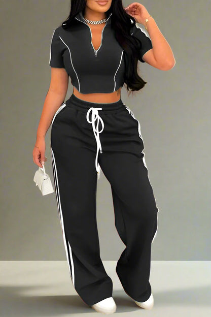 Stripe Zip Top And Pants Set