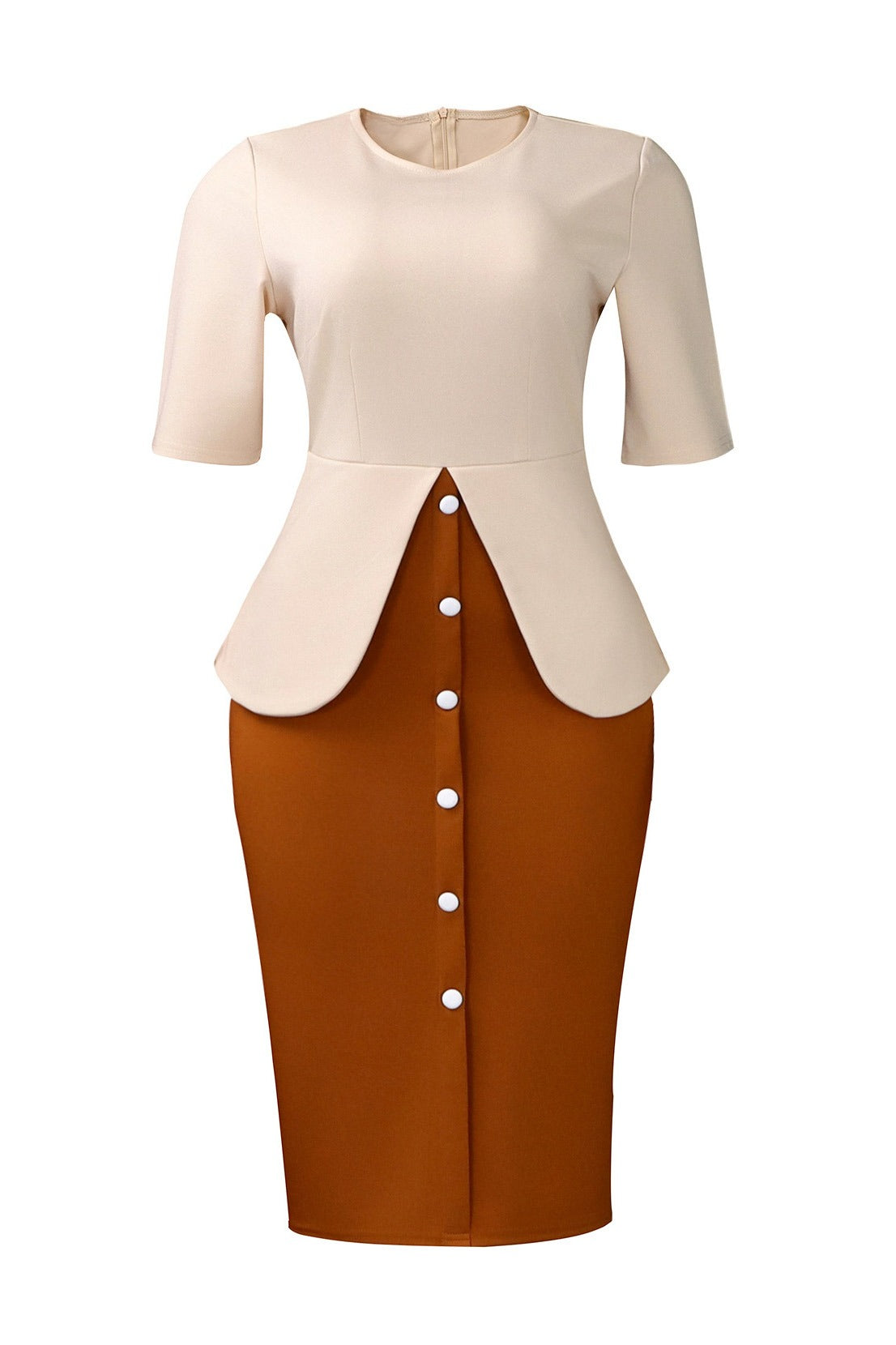 Elegant Tie-Neck Puffy Sleeve A-Line Midi Dress