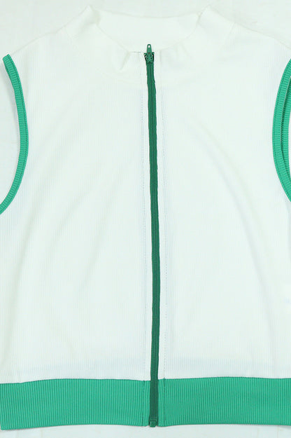 Colorblock Sleeveless Zip Top and Skirt Outfit