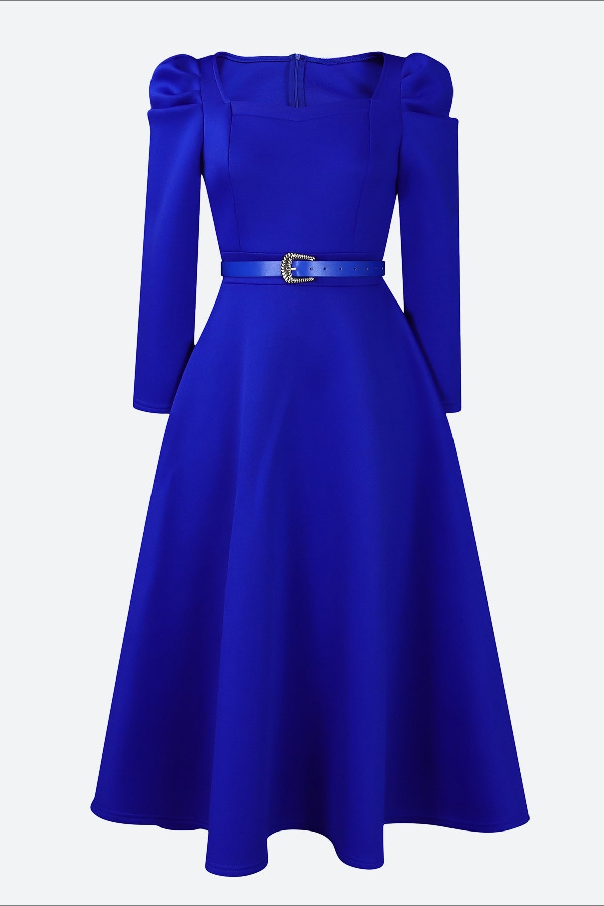 Puff Sleeve Elegant Pleated A-Line Dress