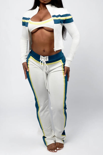 Printed Front-Tie Top and Long Pants Set