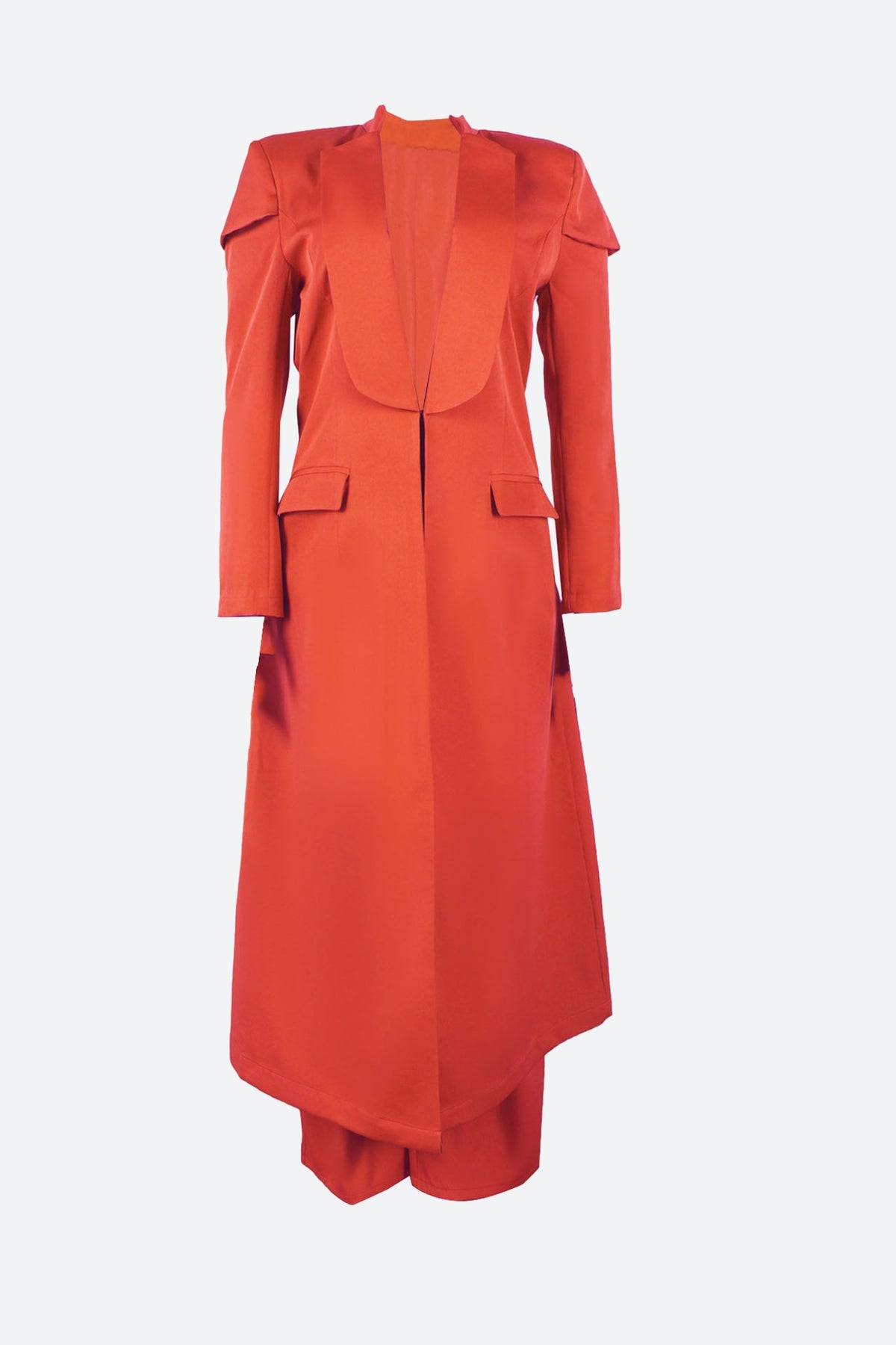 Solid Color Notch Lapel Long Suit Two-Piece Set