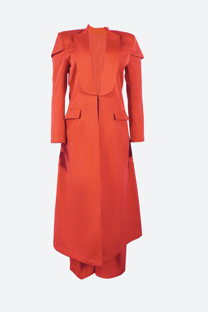 Solid Color Notch Lapel Long Suit Two-Piece Set