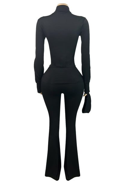 Sherpa Lined Foldover Waist Flare Pants Set