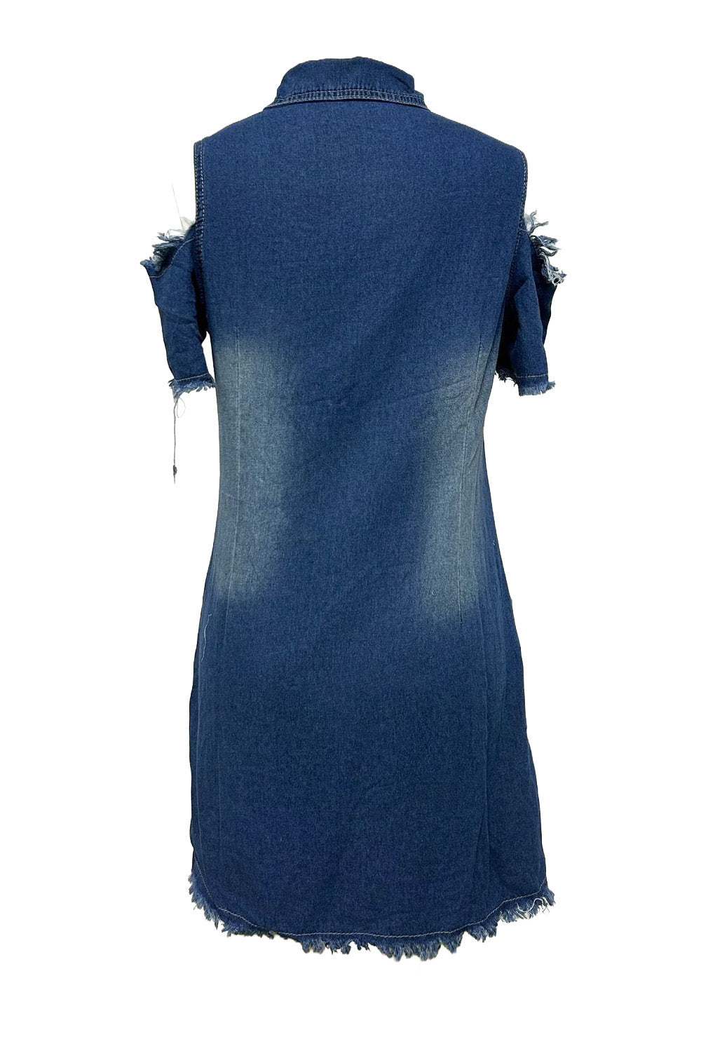 Cold Shoulder Zip Front Denim Mini Dress