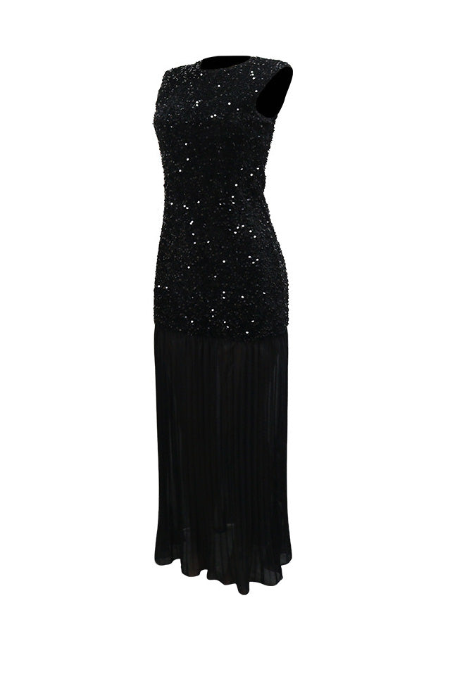 Sparkling Velvet & Chiffon Maxi Dress