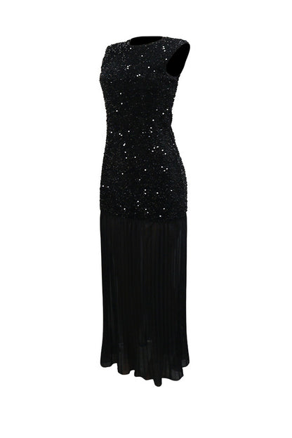 Sparkling Velvet & Chiffon Maxi Dress