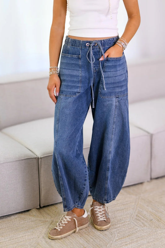 Drawstring Jeans with Pockets