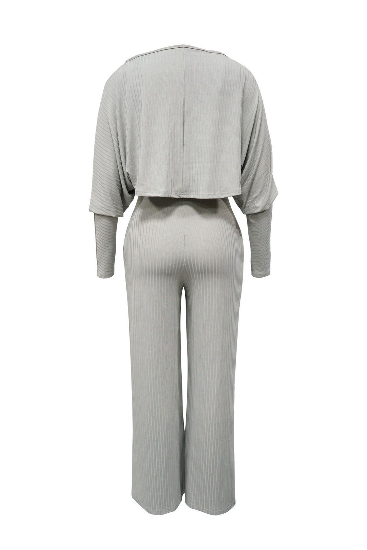 2-Piece Ribbed Knit Tank Jumpsuit & Cropped Top Set