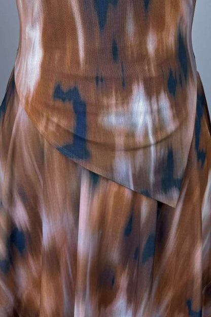 Abstract Print Asymmetric Top & Skirt Set