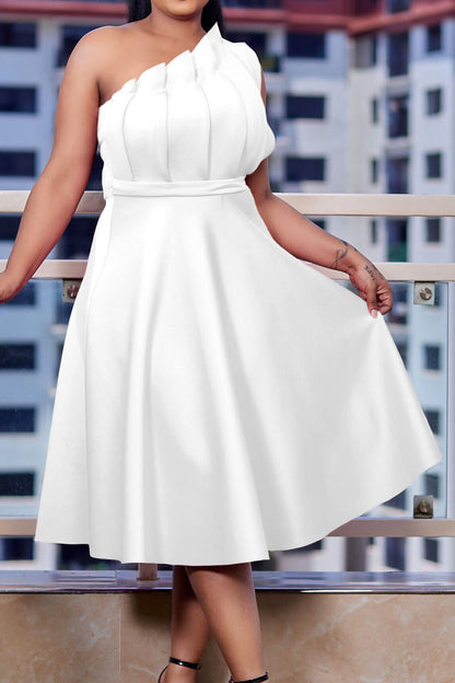Pleated Asymmetric Cut Long Dress