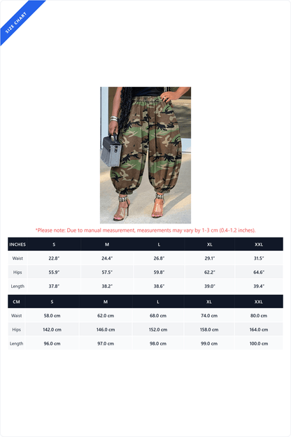 Camo Print Balloon Cropped Pants