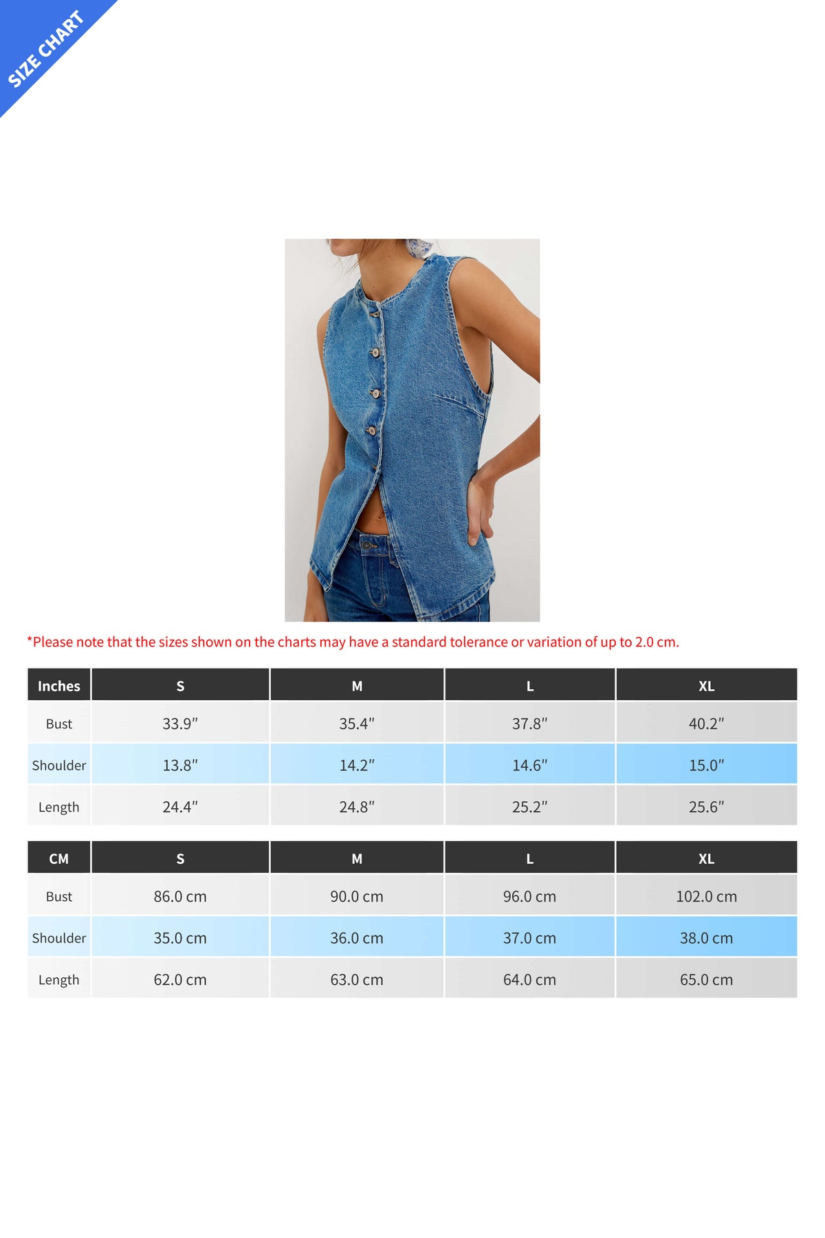 Slim Fit Buttoned Sleeveless Denim Vest