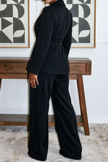 Pearl Embellished Wrap Suit Set