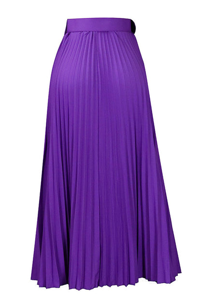High Waist Pleated Midi Skirt