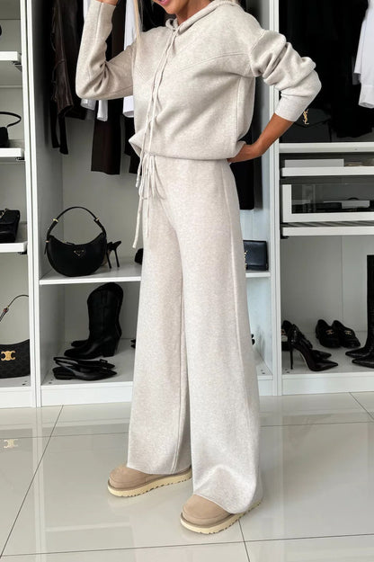 Relaxed Hoodie & Drawstring Wide-Leg Pants Set