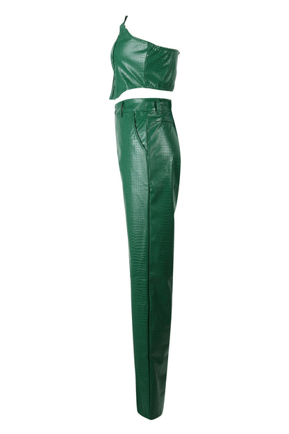 Corset Cutout PU Leather Cargo Set