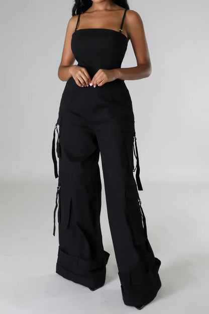 Spaghetti Strap Cargo Jumpsuit