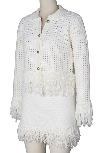 Knitted Fringe Skirt Set