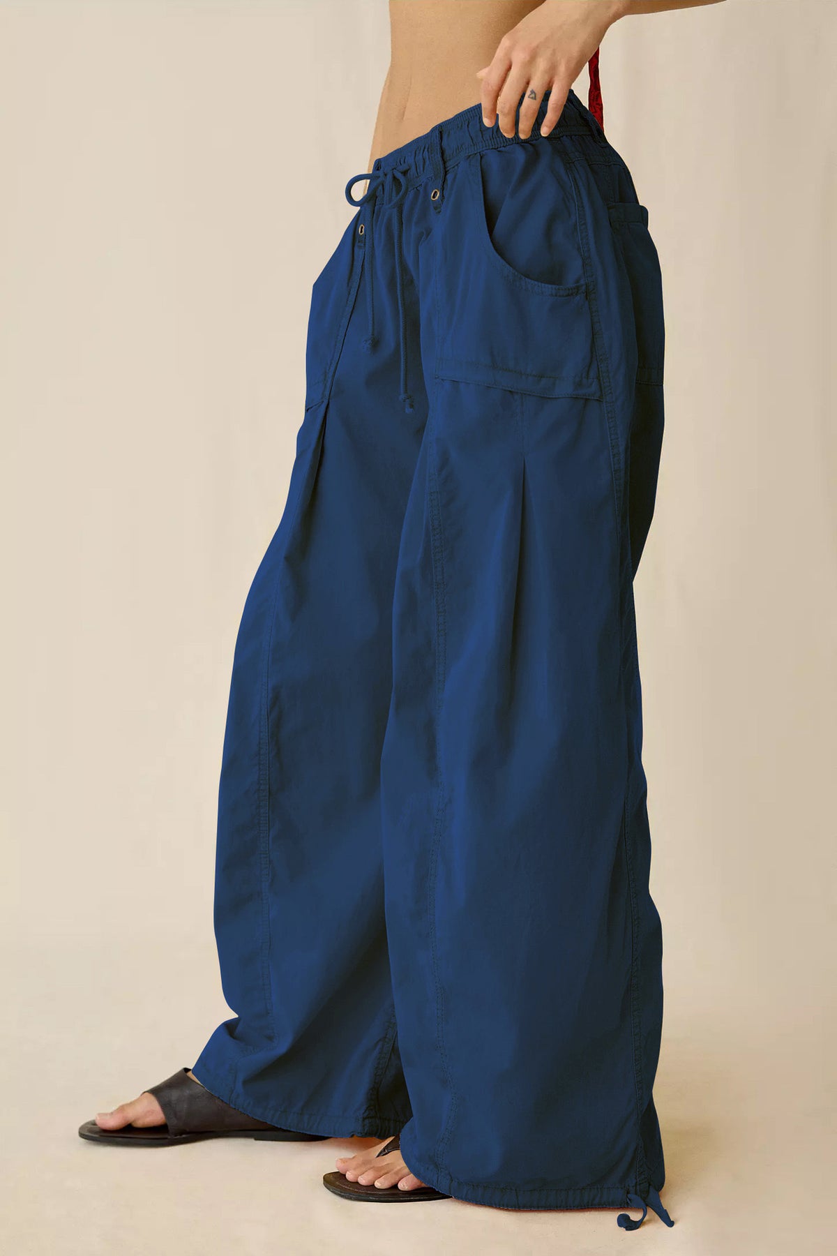 Wide Leg Drawstring Parachute Pant