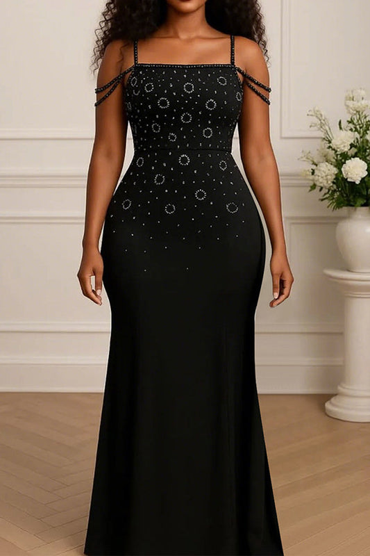 Sexy Rhinestone Cami Party Maxi Dress