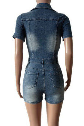 Sleeveless Stretchy Washed Romper