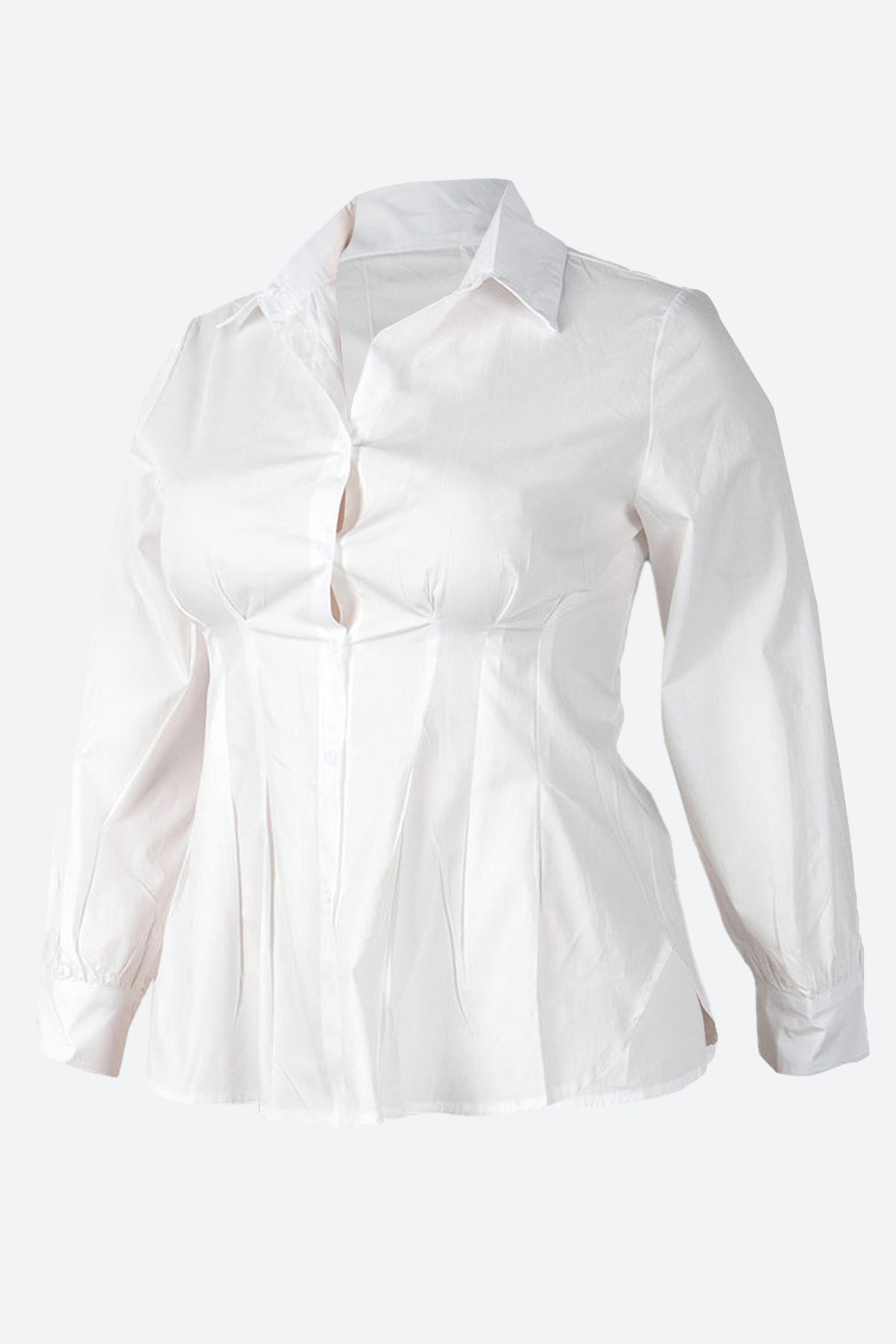 Collar Button Long Sleeve Blouse
