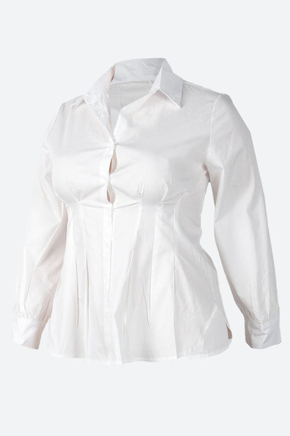 Collar Button Long Sleeve Blouse