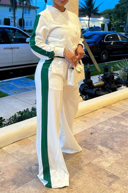 Ribbon Long Sleeve Wide Leg Loungewear Set